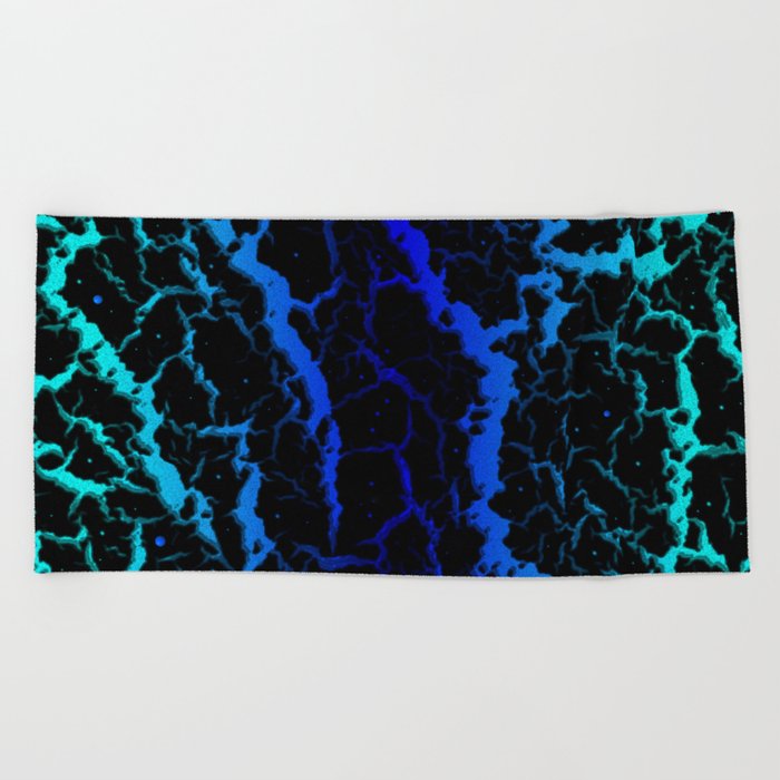 Cracked Space Lava - Cyan/Blue Beach Towel