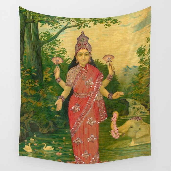Lakshmi by Raja Ravi Varma Wall Tapestry by High Resolution Images