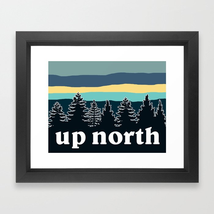 up north, teal & yellow Framed Art Print