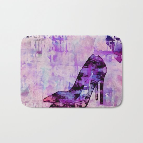 High heel female shoe watercolor art Bath Mat