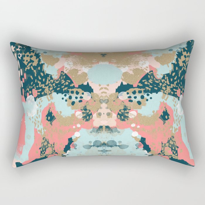 Eisley - Modern fresh abstract painting in bright colors perfect for trendy girls decor college Rectangular Pillow