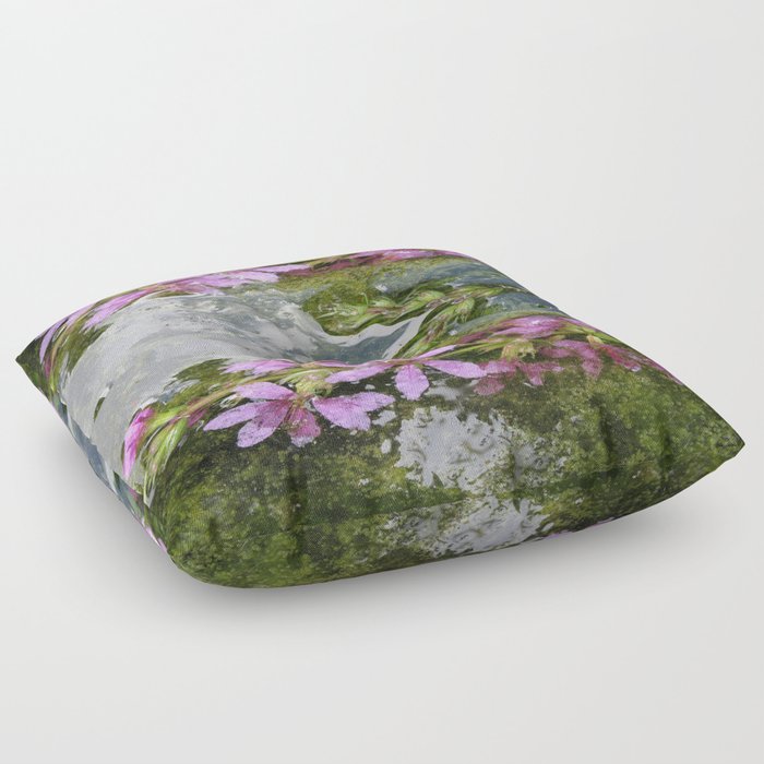 Flowers and reflections in water Floor Pillow