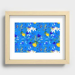 Watercolour flowers, floral ,summer pattern,lemons,citrus  Recessed Framed Print