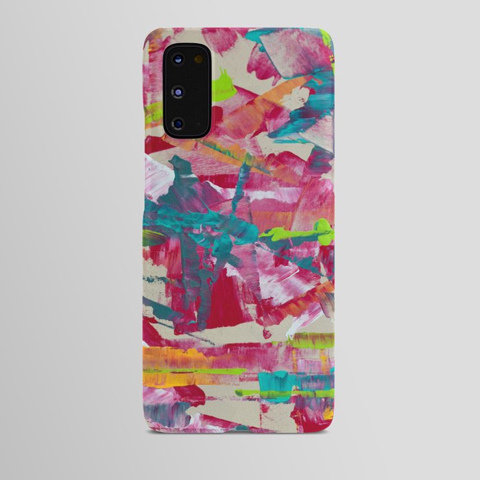 Confetti: A colorful abstract design in neon pink, neon green, and neon blue Android Case