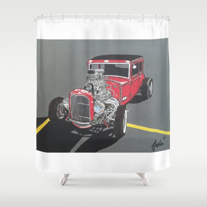 Red Hot Rod Painting Shower Curtain By 001slick001 Society6 - Painting Shower Curtain Rod