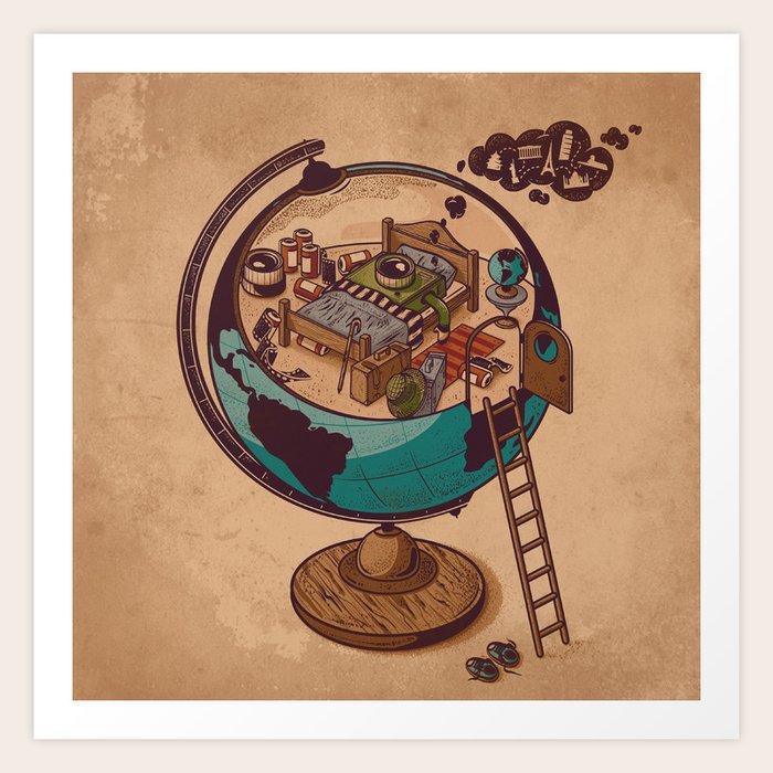 World Traveler Art Print by Robert Richter Artist & Illustrator