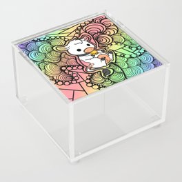 Rainbow Multi-Colored Trippy Cow Design Acrylic Box