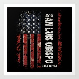 San Luis Obispo California Art Print | San Luis Obispo, For Him, California Vintage, California, Usa Flag, America, California Retro, California State, Usa Flag Vintage, For Her 
