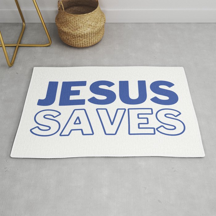 Jesus Saves | Blue Rug