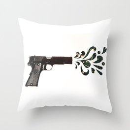 Floral Gun Throw Pillow