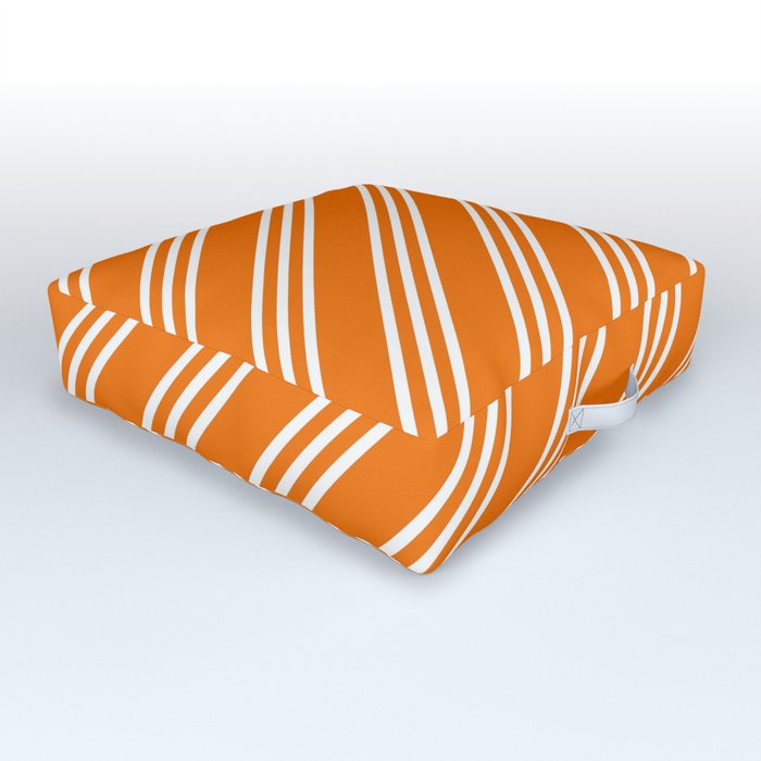 Orange Diagonal Stripes Outdoor Floor Cushion