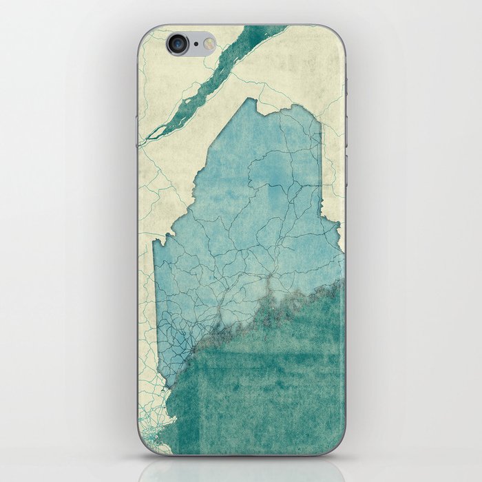 Maine State Map Blue Vintage iPhone Skin