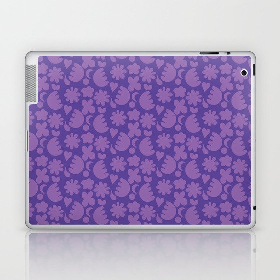 Whimsical Abstract Folk Art Shapes in Purple Lilac Violet Laptop & iPad Skin