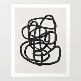 Black ink line modern abstract art Art Print