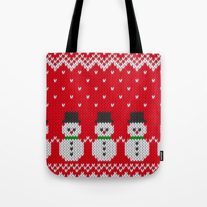 Knitted snowman pattern Tote Bag