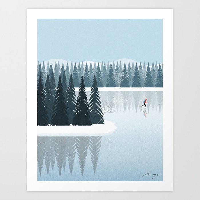 Ice Skating on the Lake (2018) Art Print