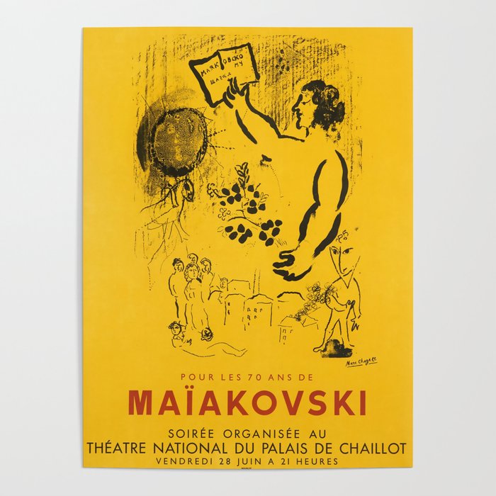 Hommage to Maïakovski by Marc Chagall, 1963 Poster
