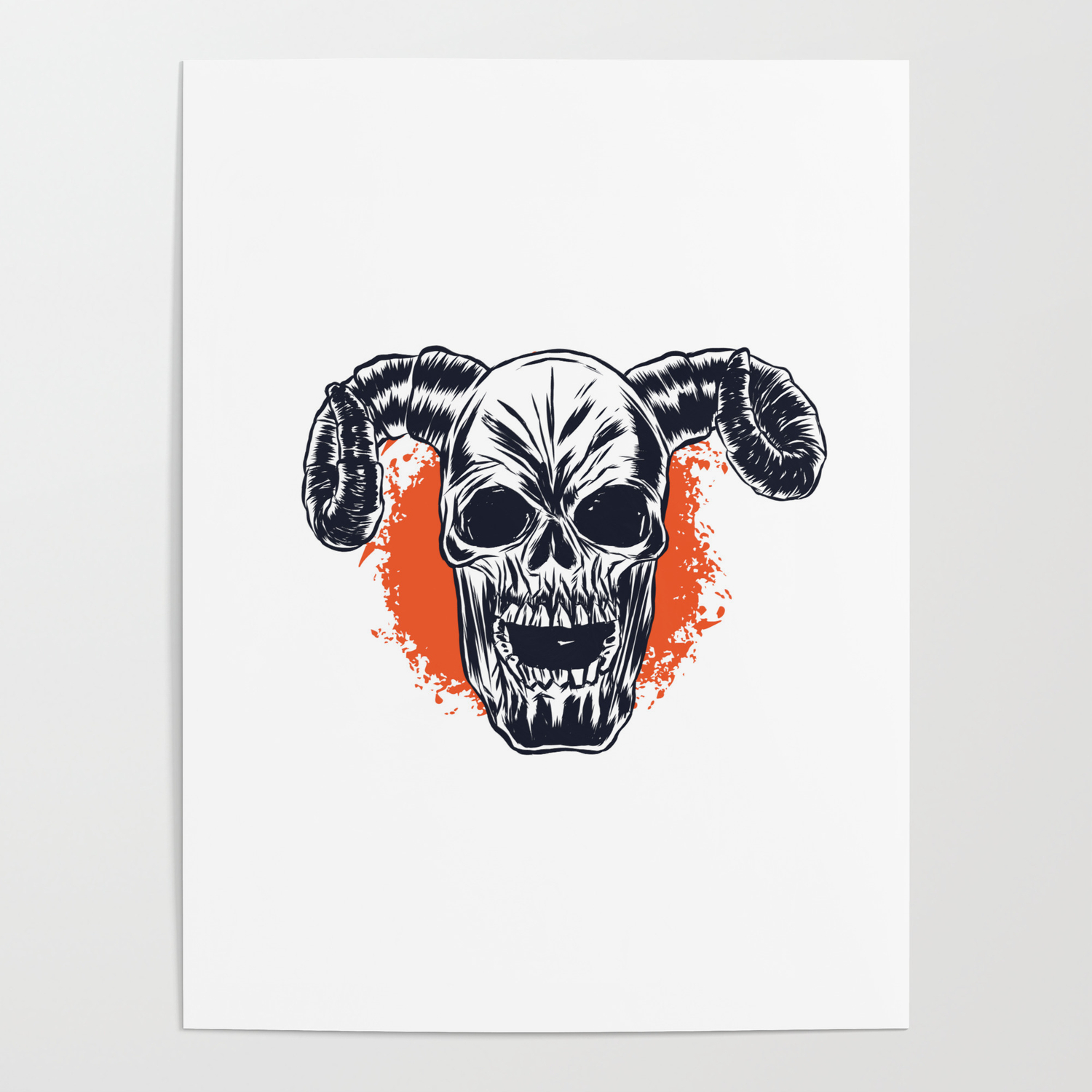 Horned Demon Skull Design - Skull Tattoo Design Poster by THE ART LAB |  Society6