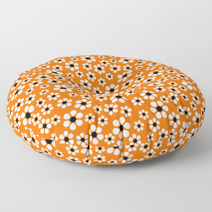 Dizzy Daisies - Orange Floor Pillow