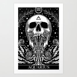 Zodiac sign dark gothic tarot card Aquarius Art Print