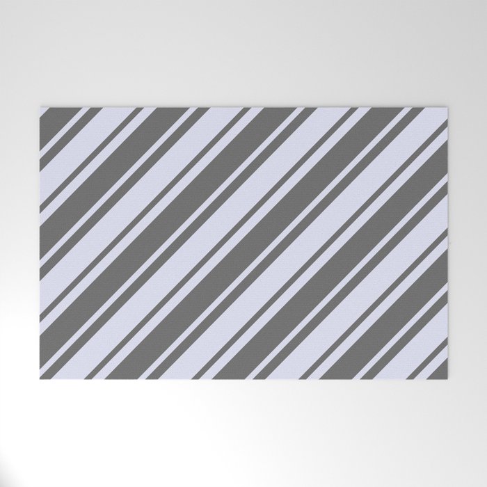 Dim Grey and Lavender Colored Lines Pattern Welcome Mat