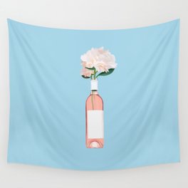 Rosé with Flowers Wall Tapestry