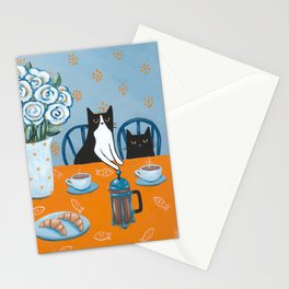 Cats and a French Press Stationery Card