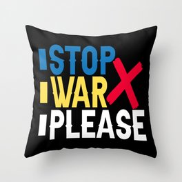 Stop War Please Ukrainian Flag Throw Pillow