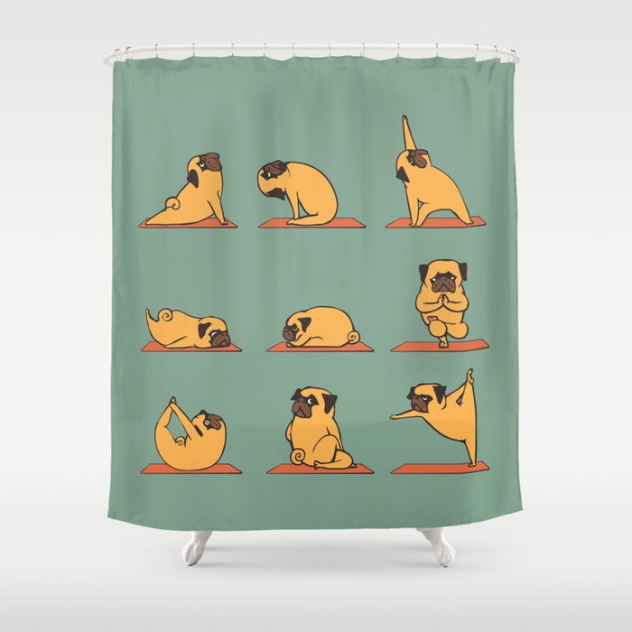 Pug Yoga Shower Curtain