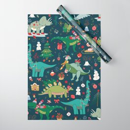 Dinosaur christmas happy new year doodle seamless hand drawn pattern Wrapping Paper