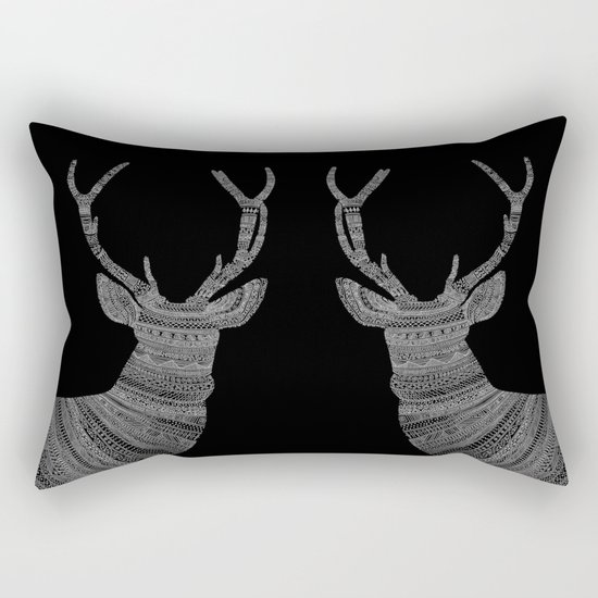 Stag / Deer (On Black) Rectangular Pillow