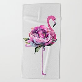 Flower Flamingo Beach Towel