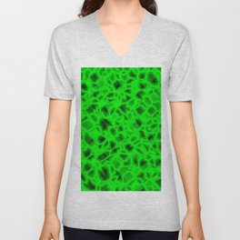 Chaotic bubbly pistachio thread of spherical molecules on bright glass.  V Neck T Shirt