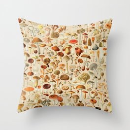 Vintage Mushroom Designs Collection Throw Pillow