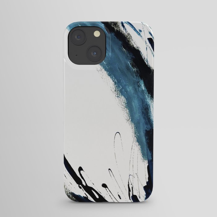 Reykjavik: a pretty and minimal mixed media piece in black, white, and blue iPhone Case