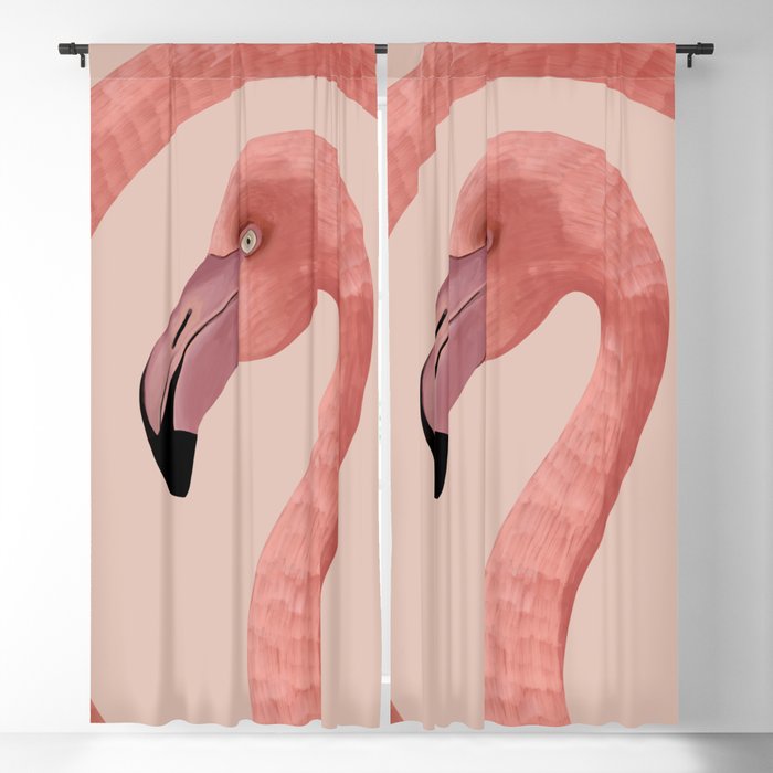 Pink flamingo long loop neck abstract Blackout Curtain