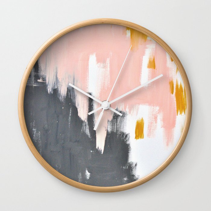 Gray and pink abstract Wall Clock