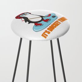It's Hockey Time Cute Penguin Playing Ice Hockey Counter Stool