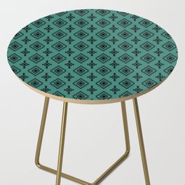 Green Blue and Black Native American Tribal Pattern Side Table