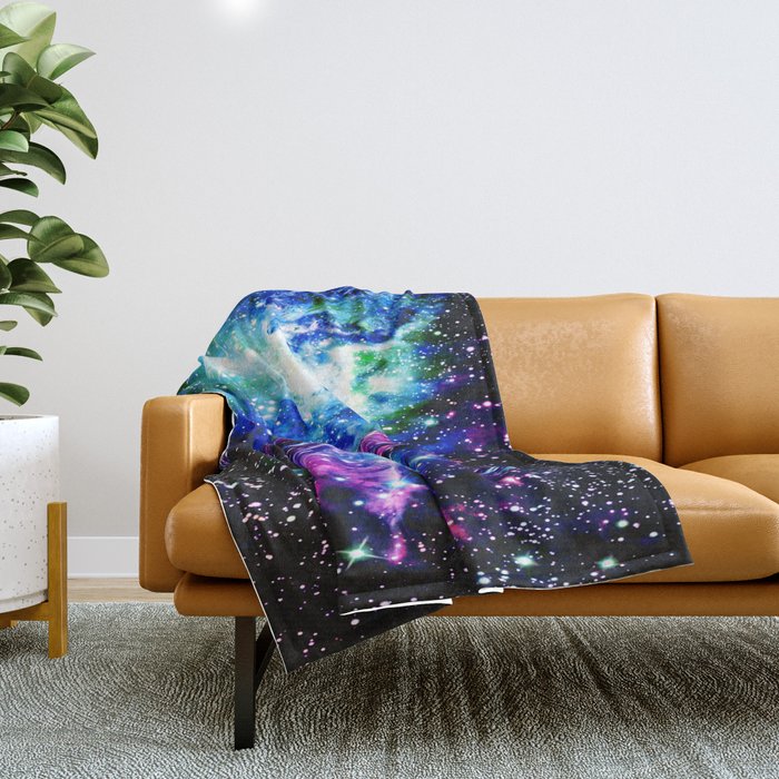 Fox Fur Nebula Dark & Vibrant Throw Blanket