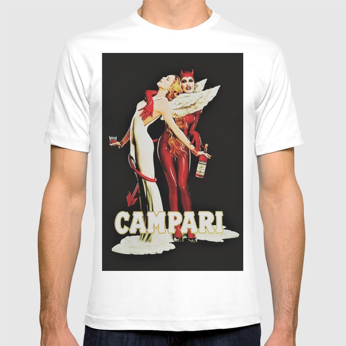 Vintage Campari Italian Bitters Aperitif Angel and Devil Advertisement Poster T Shirt