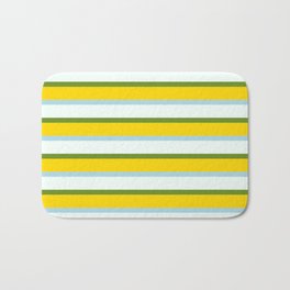 [ Thumbnail: Green, Yellow, Light Blue & Mint Cream Colored Stripes/Lines Pattern Bath Mat ]