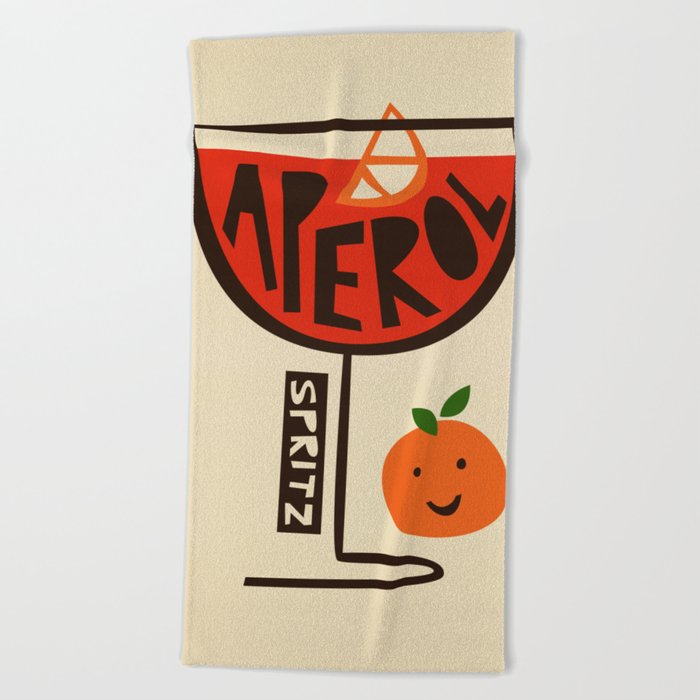 Aperol Spritz Cocktail Print Beach Towel