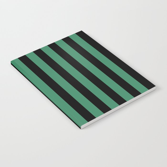 Christmas Green and Black Straight Vertical Stripes  Notebook