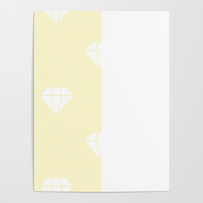 White Diamond Lace Vertical Split on Butter Yellow Poster