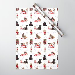 CHRISTMAS DOGS Wrapping Paper | Snowflakes, Bulldog, Beagle, Dogs, Photo, Holiday, Stockings, Graphicdesign, Chihuahua, Yorkie 