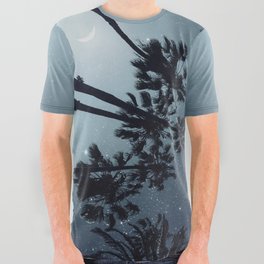 Palm Trees, Night Sky, Stars, Moon All Over Graphic Tee