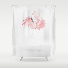 Tropical birds: Pastel pink flamingo Shower Curtain