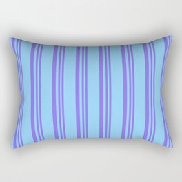 [ Thumbnail: Medium Slate Blue and Light Sky Blue Colored Pattern of Stripes Rectangular Pillow ]