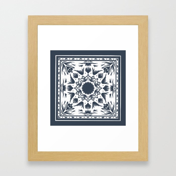 blue moroccean tile  Framed Art Print